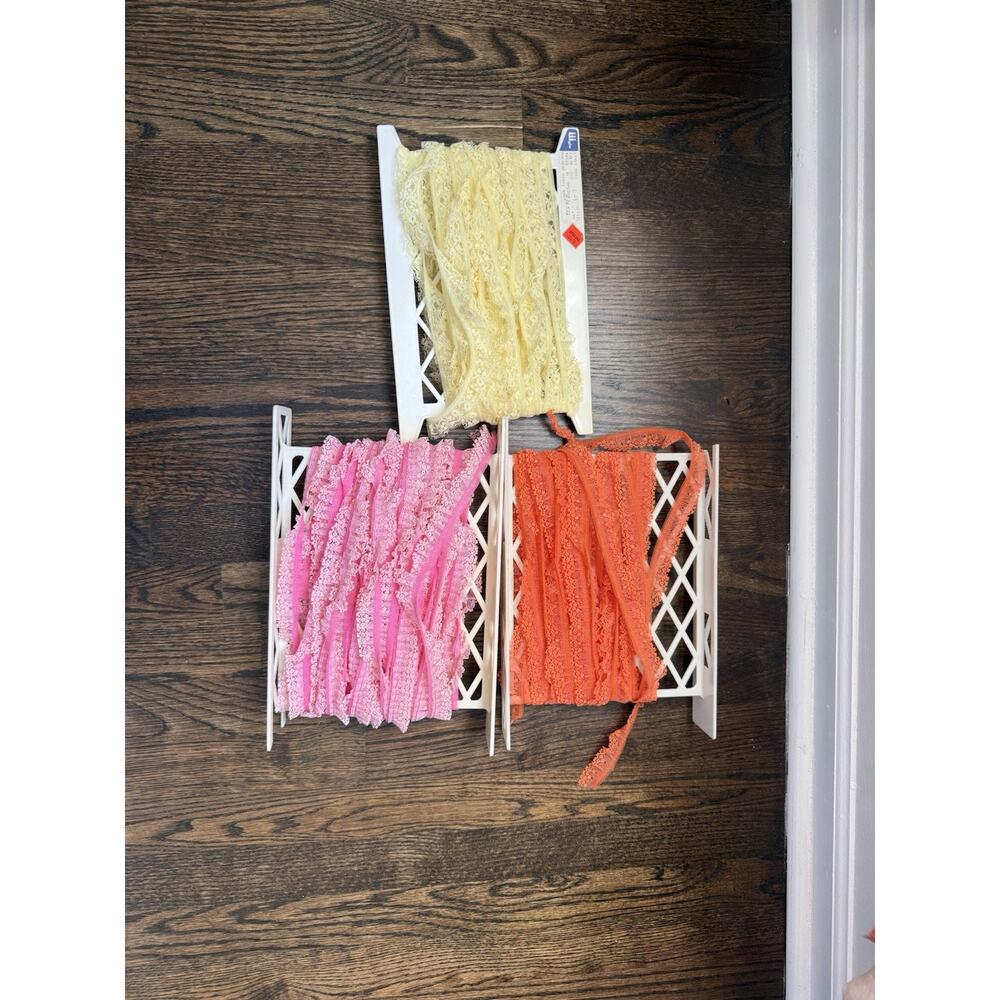 Vintage Lace Lot Pink Orange Butter Yellow Over 50 Yards